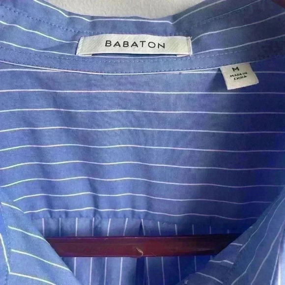 Aritzia Babaton Blue White stripes Carleton Poplin Shirt Dress Tunic size M - Picture 7 of 13